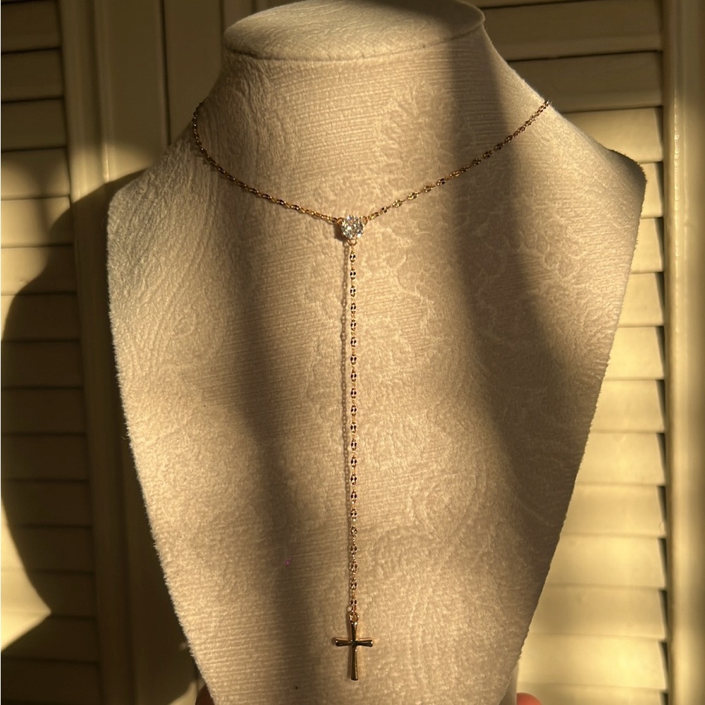 Gold Cross Pendant Necklace - Picture 2 of 6